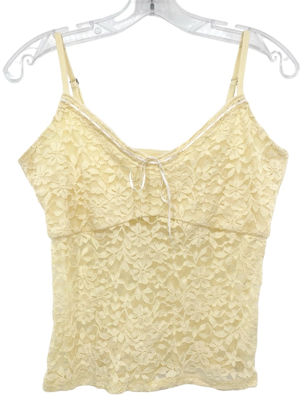 Hollister Yellow Lace Y2K Cami Tank Top Size Large